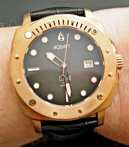 Customer photo review of Aquacy Bronze CuSn8 Series Automatic Men's 200m Watch 44mm Black/Gray Dial