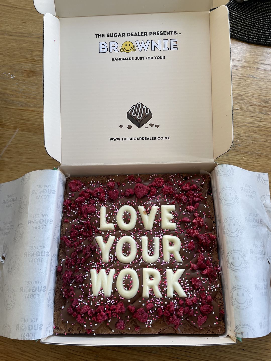 Customer photo review of OG custom message brownie