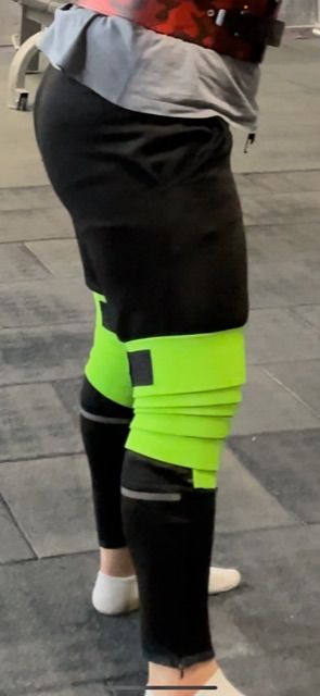 Customer photo review of Personal Record Heavy Duty Premium Knee Wraps - PR906 - Neon
