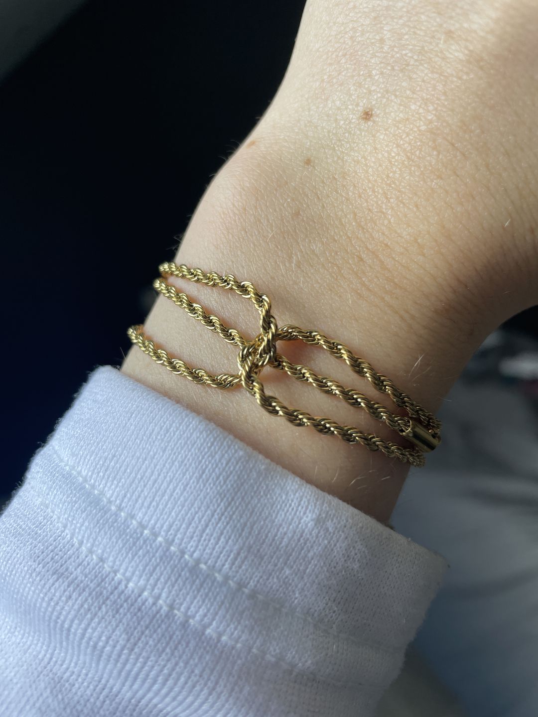 Customer photo review of Thin Romance Necklace - Gold