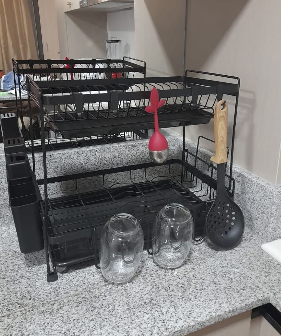 Customer photo review of Secador Escurridor Loza Platos 2 Niveles Organizador Cocina