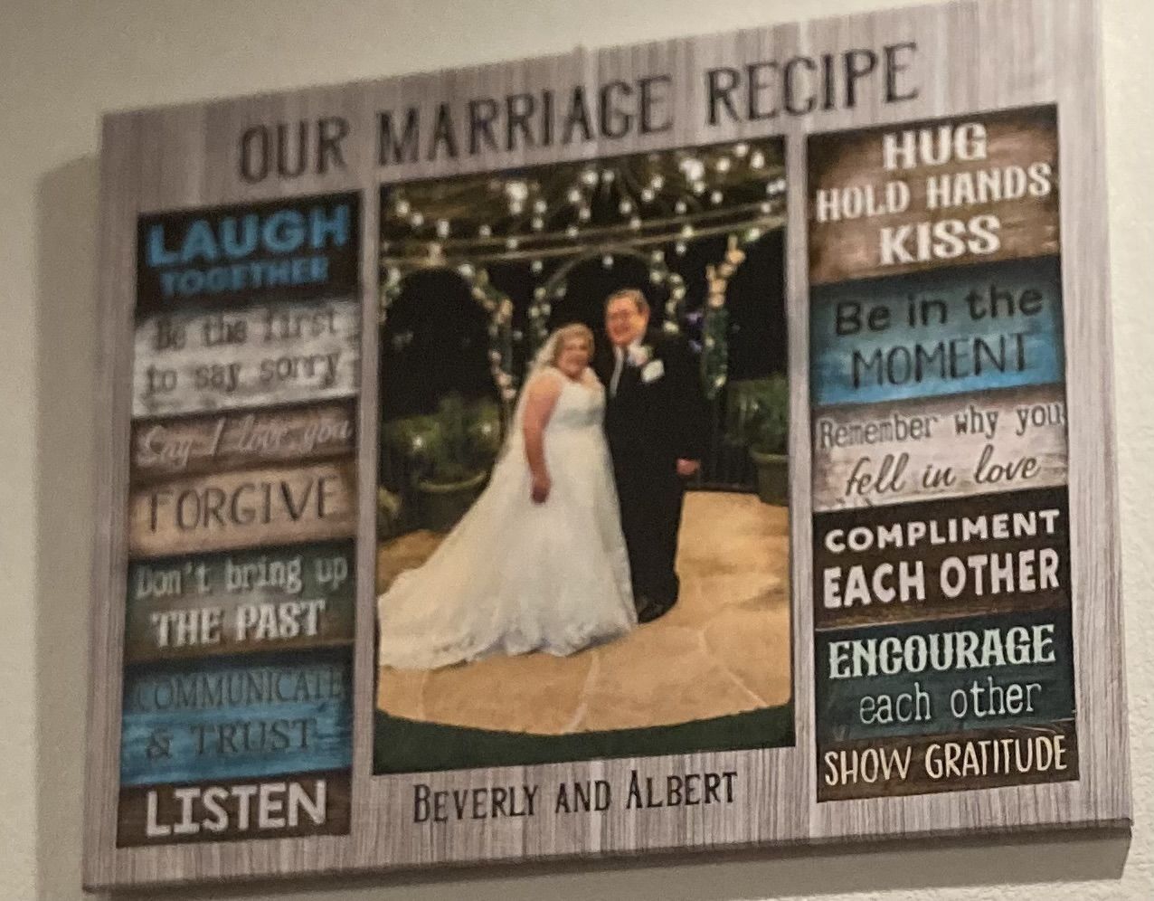 Customer photo review of Personalized Canvas Prints Custom Couple Photo and Name - For Our Forever Love - Marriage Recipe Dem Canvas