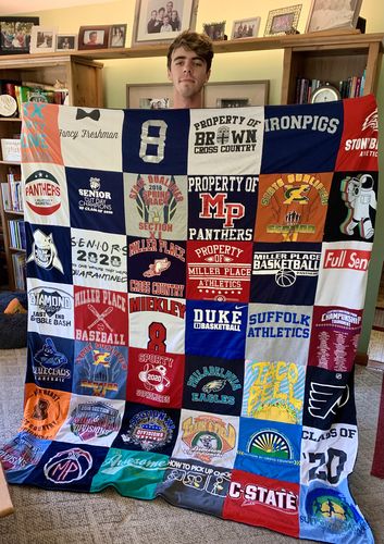 T-shirt quilt featuring miller place panthers basketball, suffolk athletics by David from NY