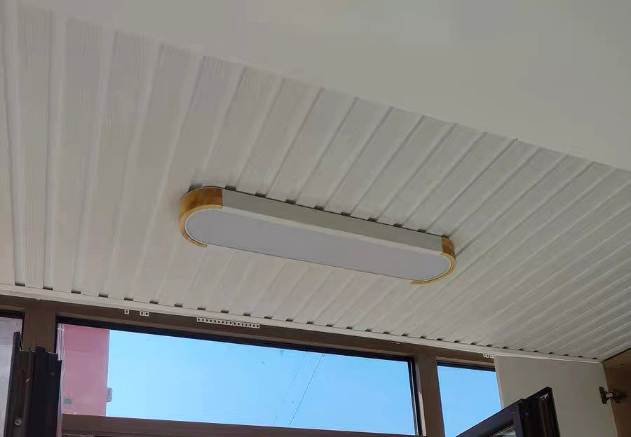 Customer photo review of Oval Led Flush Mount With Wood Accent