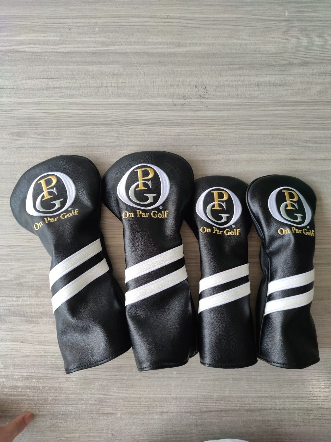 Customer photo review of Personalized White Stripes Wood Head Cover With Your Logo And Name