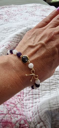 Customer photo review of Bracelet Amincissant en Améthyste et Pierre de Lune | Or fin
