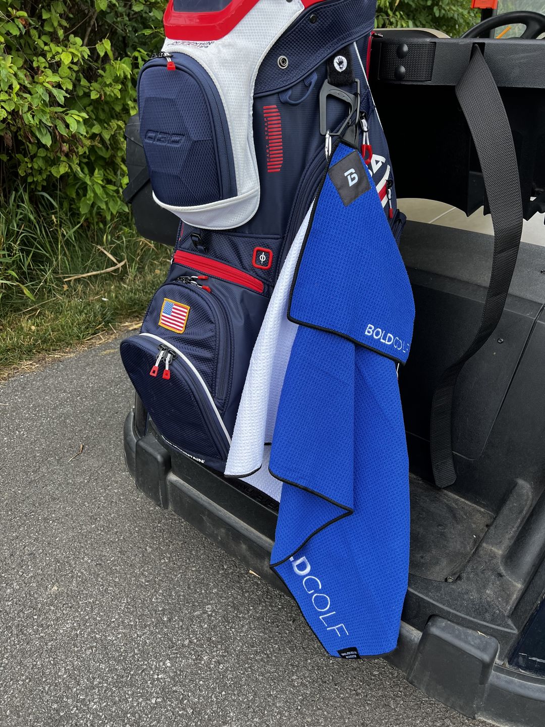Customer photo review of The Classic - Two-Tone Magnetic Golf Towel Set