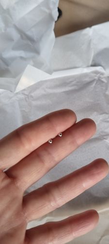 Customer photo review of 3mm Ball Stud Earrings in 9ct White Gold