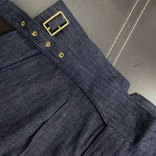 Customer photo review of Men's British High Waist Straight Denim Trousers