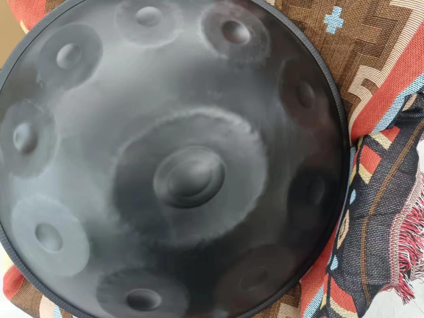 Customer photo review of Cosmos Handpan Pure Black 9/10/12 Notes D Minor Scale Hangdrum with gift set