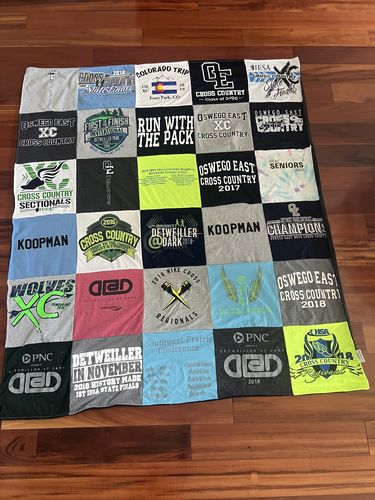 T-shirt quilt featuring oswego east cross country, oswego east high school cross country by Lisa from IL