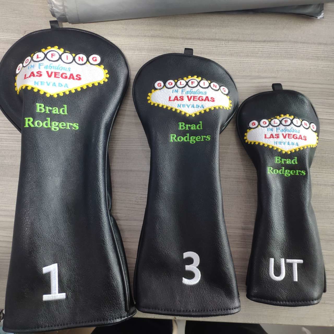 Customer photo review of Personalized White Stripes Wood Head Cover With Your Logo And Name