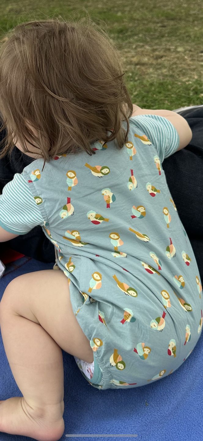 Customer photo review of Rainbow Birds Sleeveless Baby Bubble Bodysuit