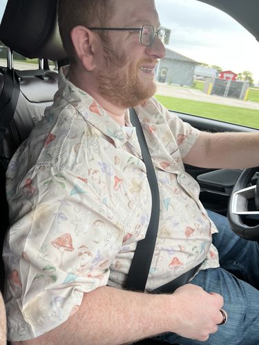 Customer photo review of Mushroom Watercolor Button Up Shirt