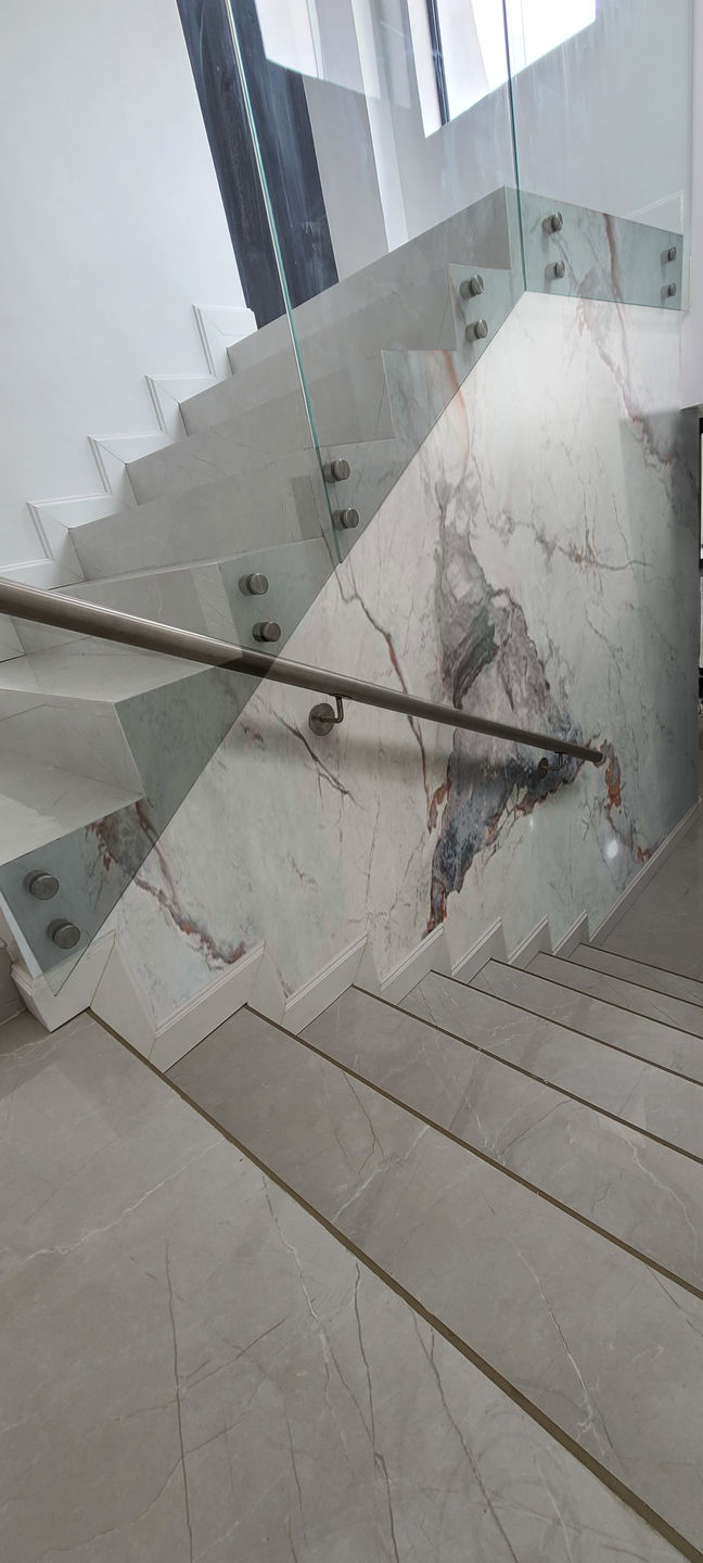 Customer photo review of Continental Carrara Marble Wall Panel 96" X 48"