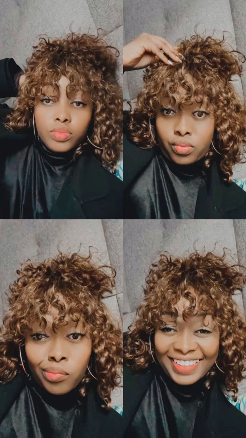 Customer photo review of Colour : Double Drawn Highlighted Curly Fringe