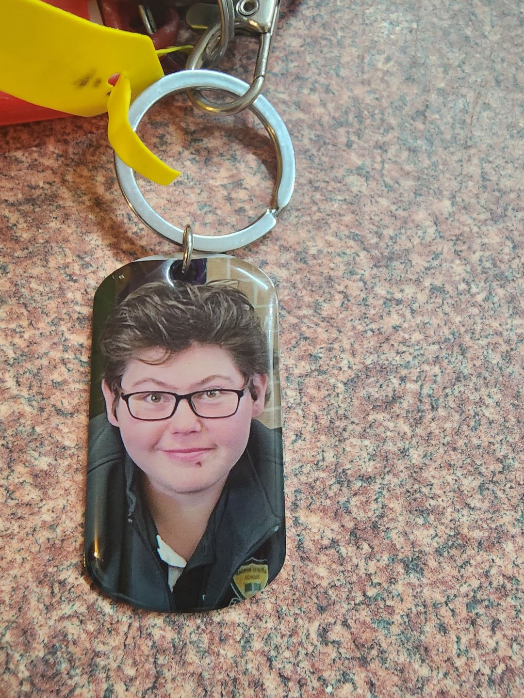Customer photo review of I Will Carry You With Me Until, Personalized Keychain, Memorial Gifts, Custom Photo