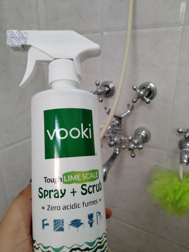 Customer photo review of Limescale Remover / Descaler - Eco-friendly - for Taps, Hard Water Stains, Showers, Faucets & Bathroom Tiles - 500ml