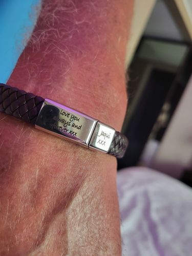 Customer photo review of Men's Personalised Message Bracelet