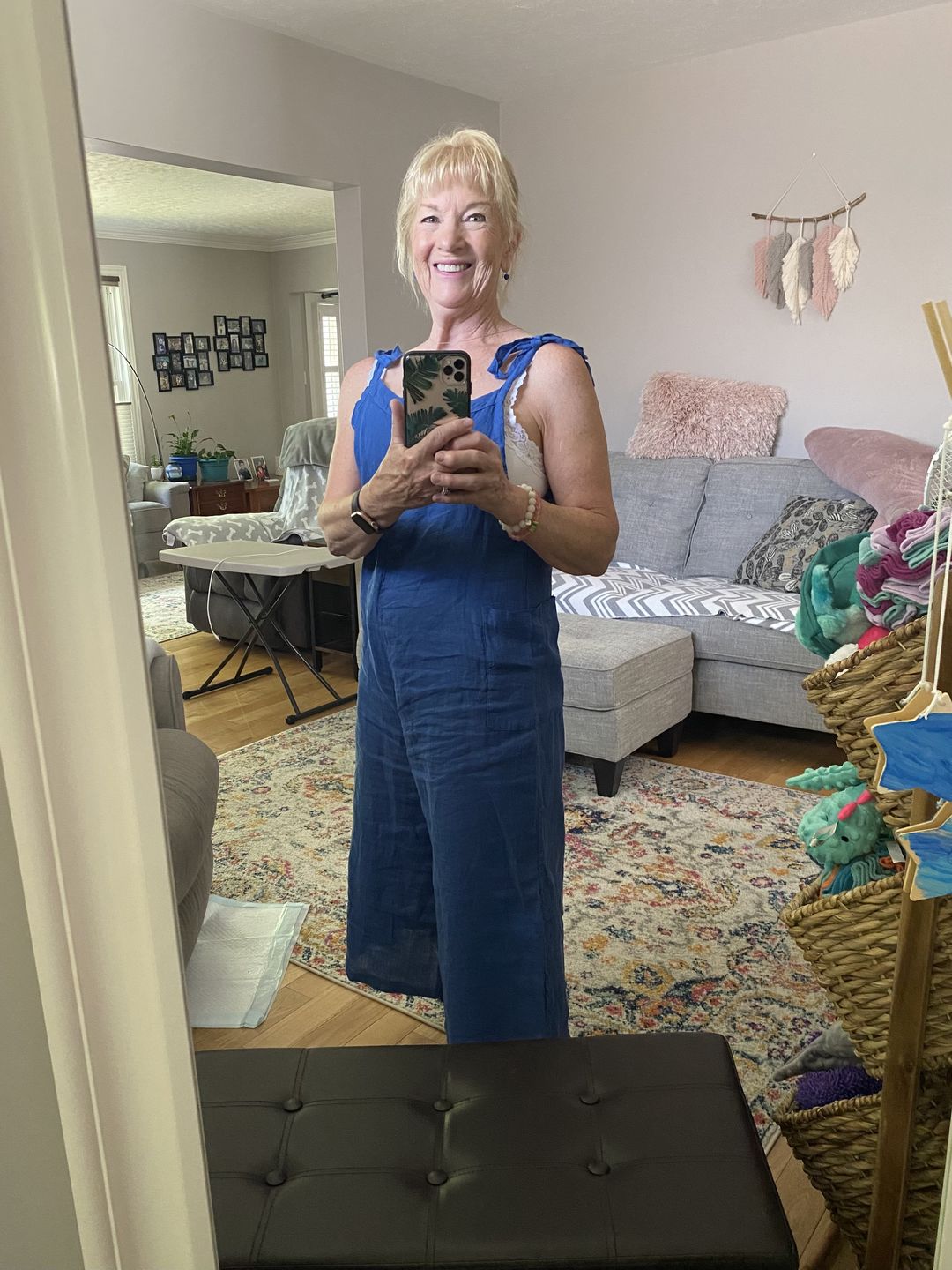 Customer photo review of Lighter Days Linen Jumpsuit (Royal Blue)
