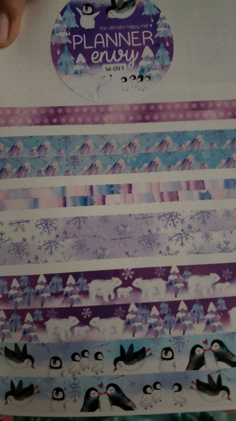 Customer photo review of Penguins Polar Bears Snowflakes Purple & Blue Winter Snow Animals Washi Tape Set (#W041)