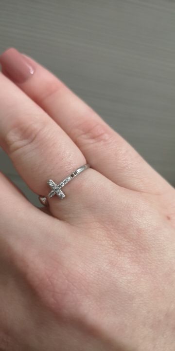Customer photo review of "LOVE THE CROSS" Christian Ring in 925 Sterling Silver