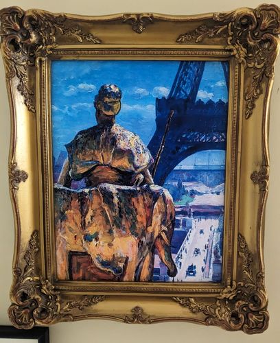 Customer photo review of The Eiffel Tower as seen from The Trocadero, vintage artwork by Louis Welden Hawkins, A3 (16x12") Poster Print