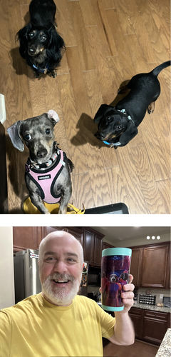 Customer photo review of 'Chewing Things' Personalized 3 Pet Tumbler