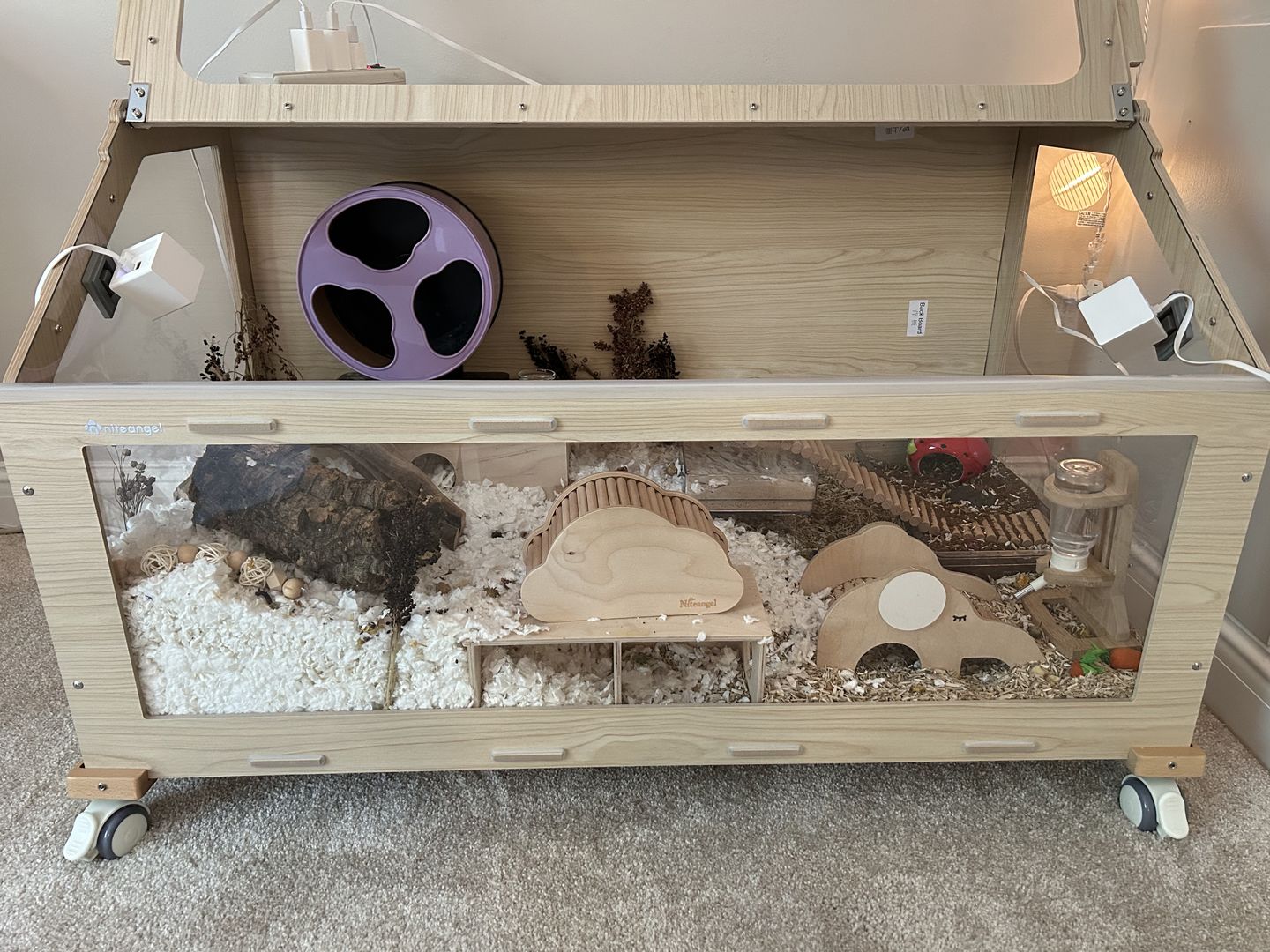 Customer photo review of Niteangel Vista Hamster Cage W/ Oblique Opening - MDF Aspen Small Animal Cage for Syrian Dwarf Hamsters Degus Mice or Other Similar-Sized Pets