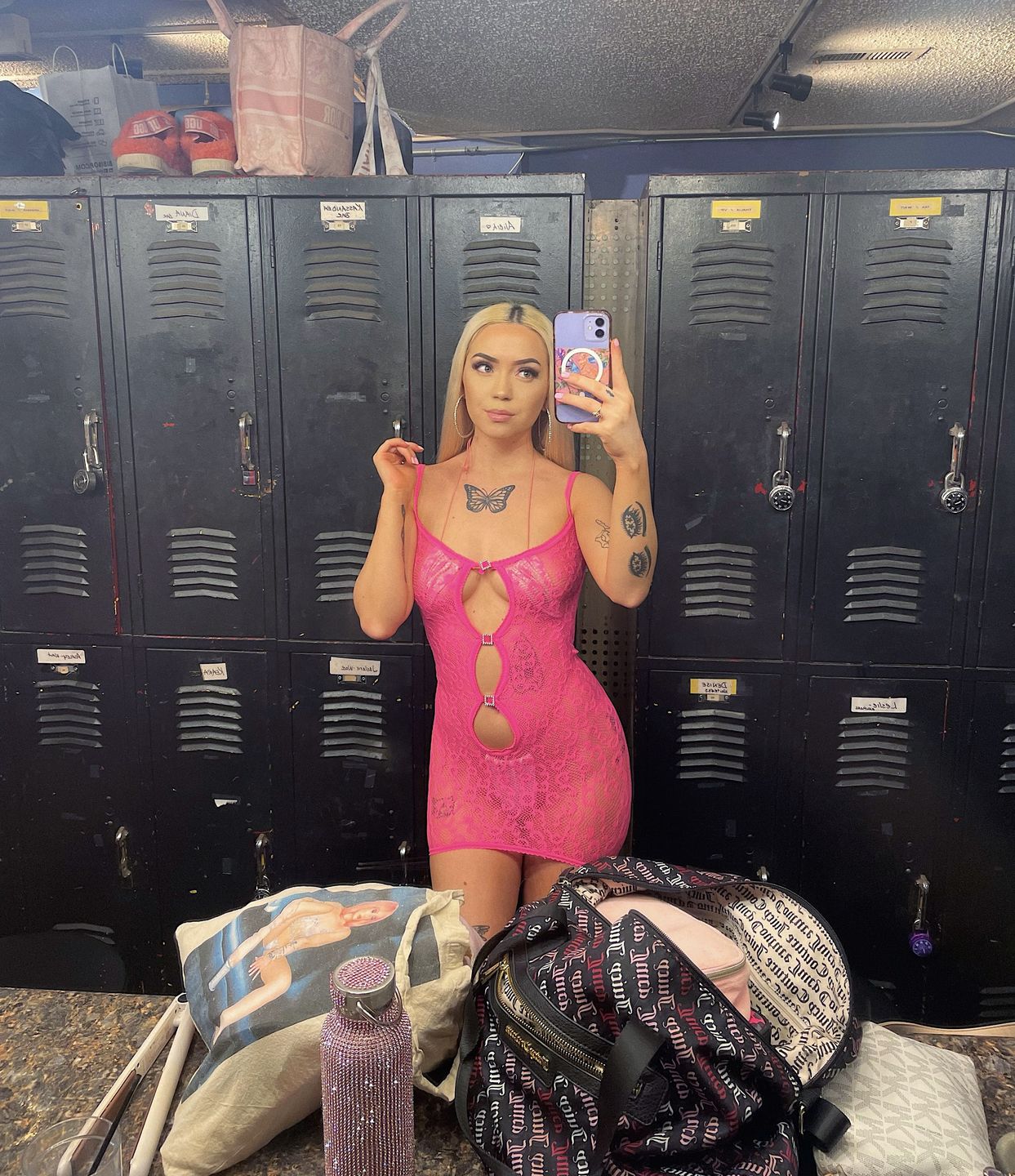 Customer photo review of Wild Thing Mesh Leopard Dress: Pink