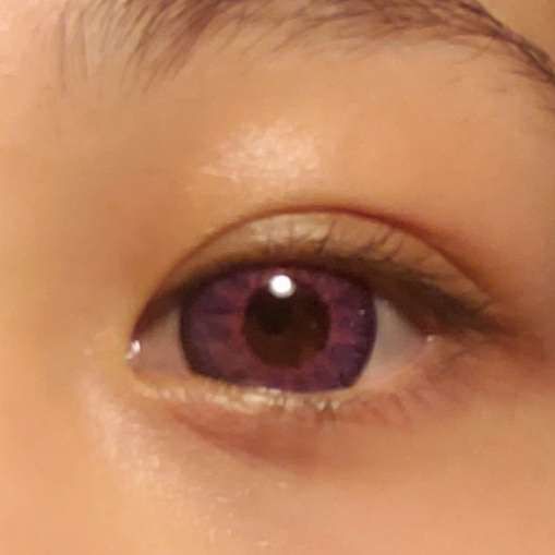 Customer photo review of Vega Violet Purple Prescription Coloured Contact Lenses
