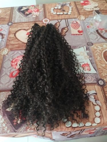Customer photo review of Clip Ins Extension Curly 12A+ Virgin Human Hair Extension