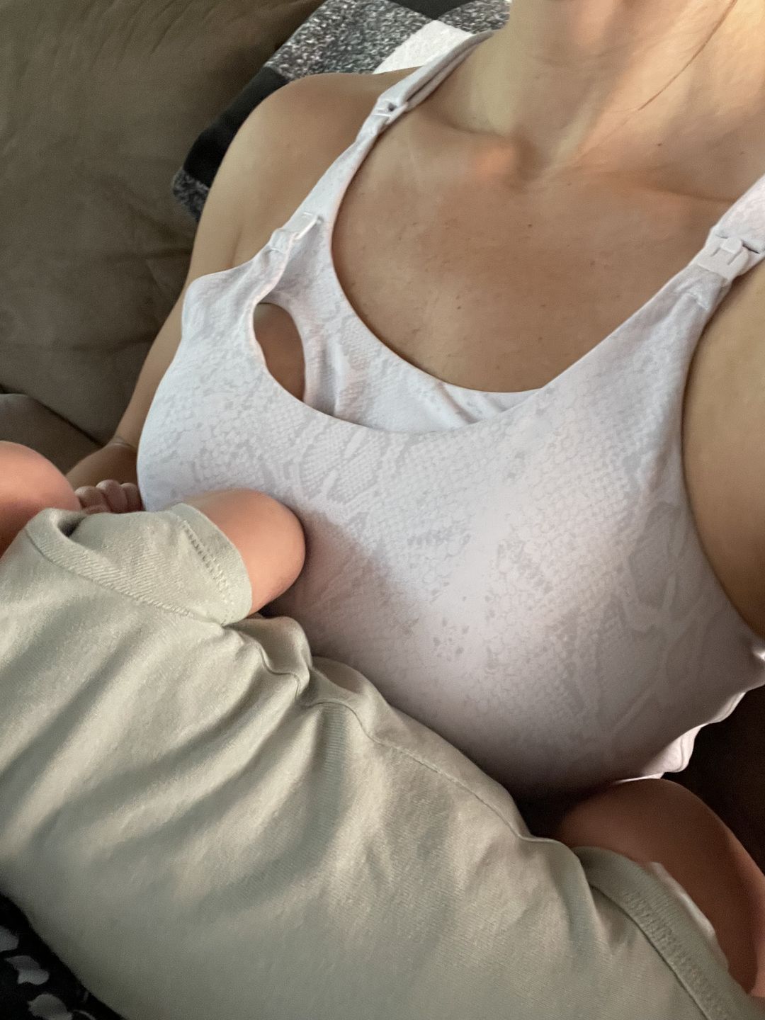 Customer photo review of Ultra Comfort Active Nursing Bra (White Python)