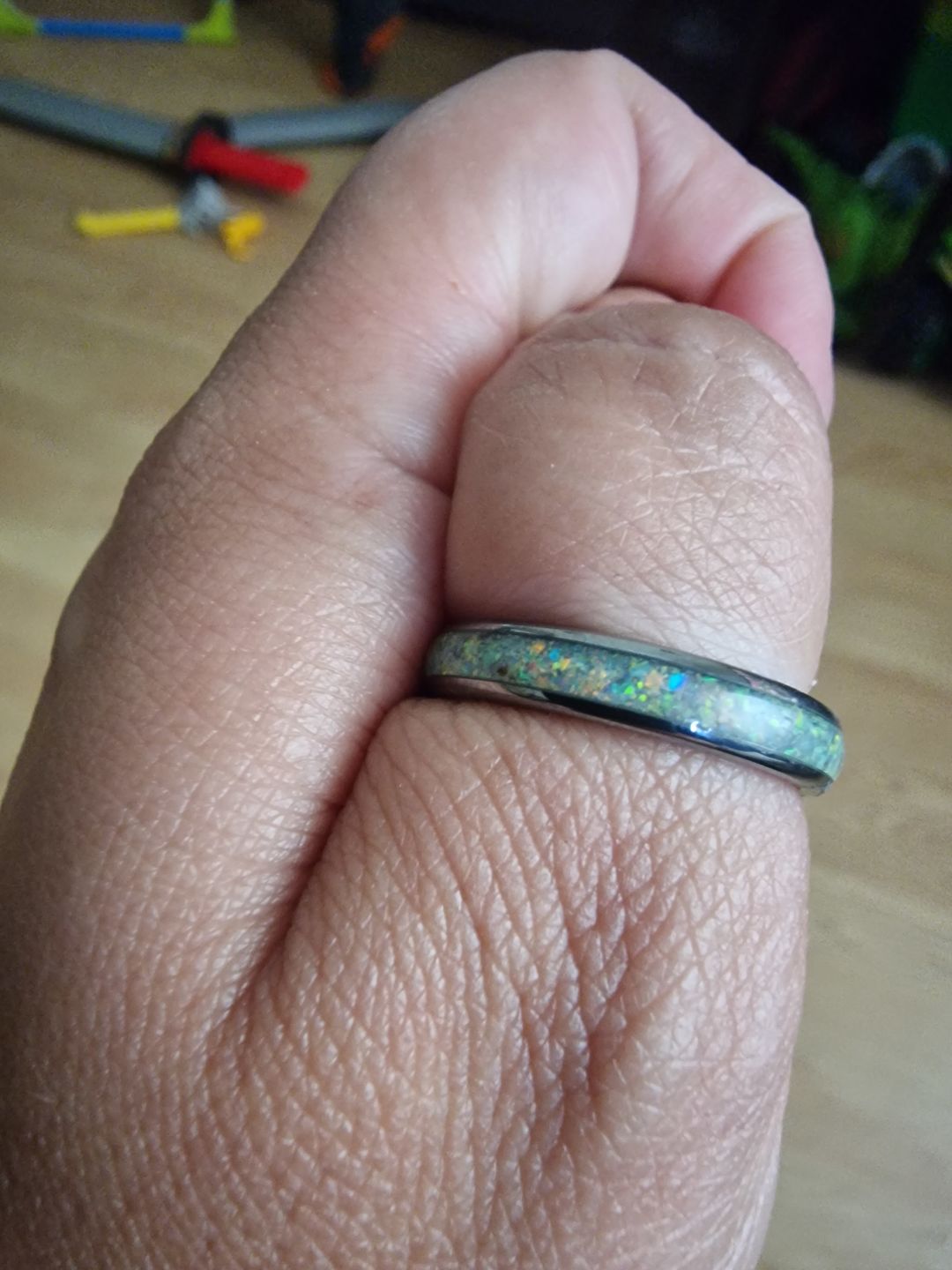 Customer photo review of The White Opal 4mm Wonder Ring