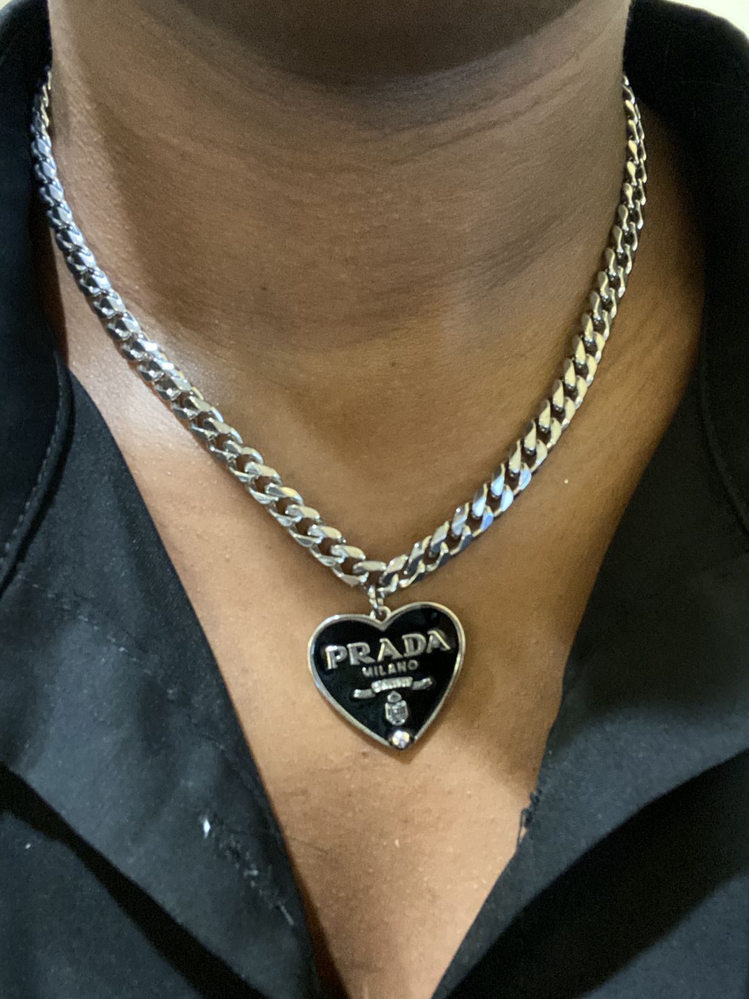 Customer photo review of Luxe Black Heart Necklace