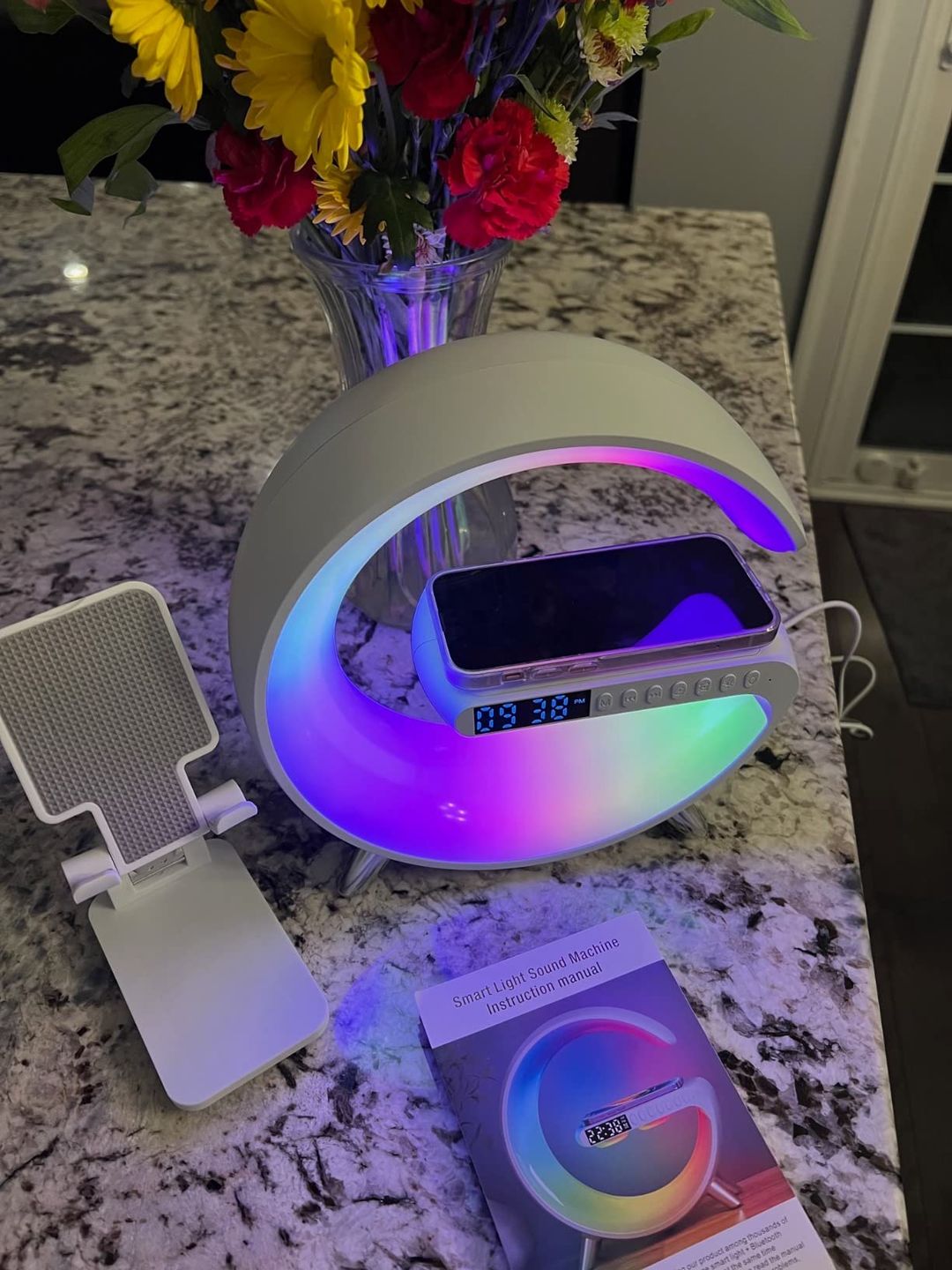 Customer photo review of LitLamp™ 4-in-1 Alarm Clock, Mood Light, Speaker & Wireless Charger