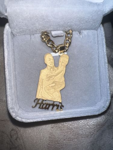 Customer photo review of Lovers Charm™ 18K Custom Engraved Necklace