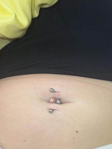 Customer photo review of Opal Glitter Belly Button Ring