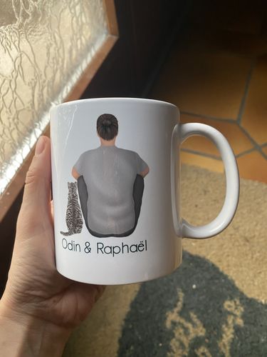 Customer photo review of Mug Personnalisé - Homme et Chat