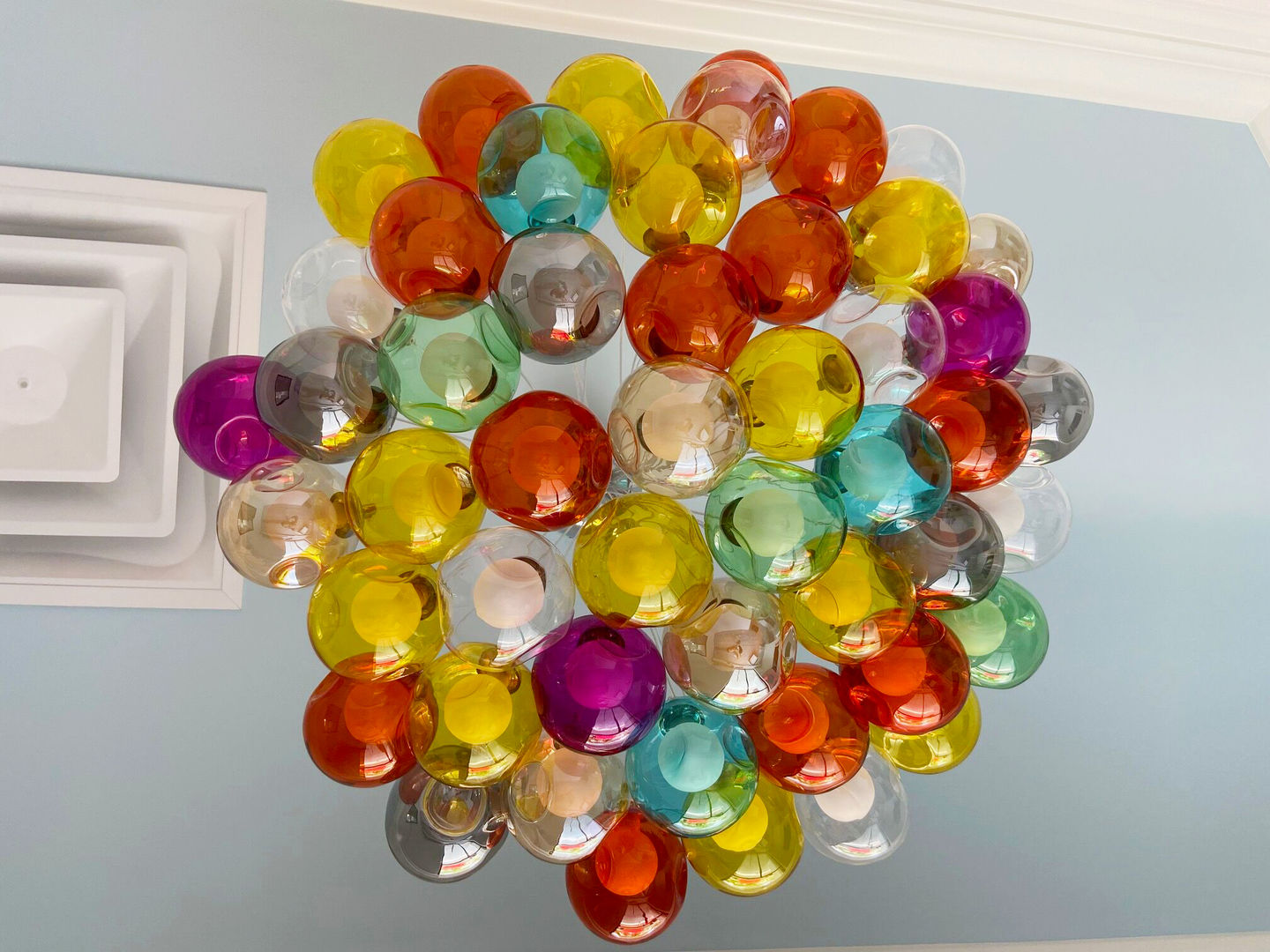 Customer photo review of Unique Multi-Color Globe Cluster Chandelier
