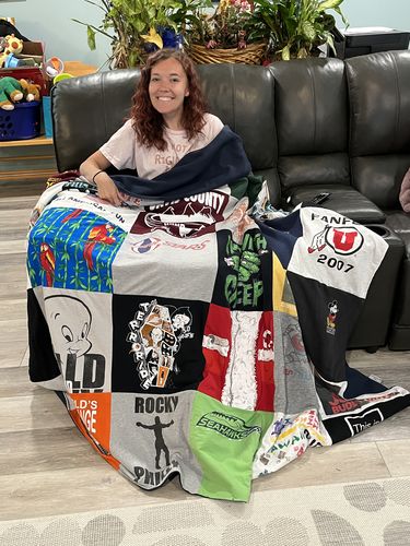 T-shirt quilt featuring seahawks by Kirsten from UT