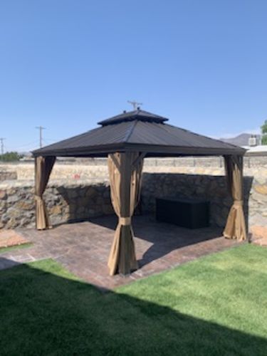 Customer photo review of 12' x 14' Hardtop Aluminum Patio Gazebo w/ Galvanized Steel Metal Double Roof, Curtains &Netting