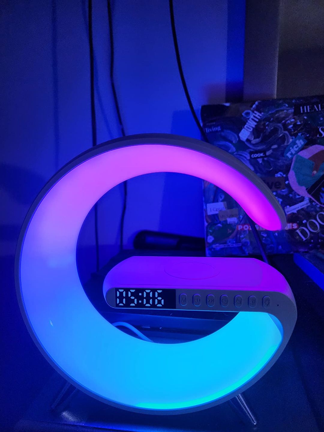 Customer photo review of LitLamp™ 4-in-1 Alarm Clock, Mood Light, Speaker & Wireless Charger