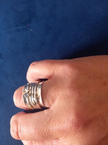 Customer photo review of Fidget Ring Moon Moonstone and Stars Sterling Silver