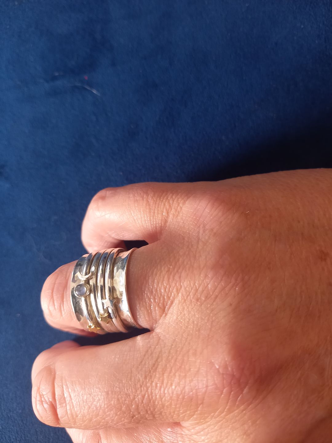 Customer photo review of Fidget Ring Moon Moonstone and Stars Sterling Silver