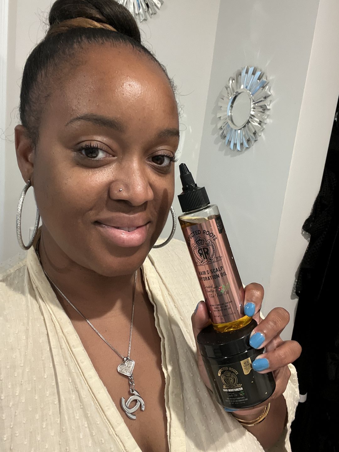 Customer photo review of Hair Oil & Hair Moisturizer Kit
