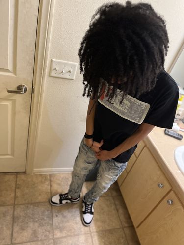 Customer photo review of Premium Super Shredded Denim (Blue Wash)