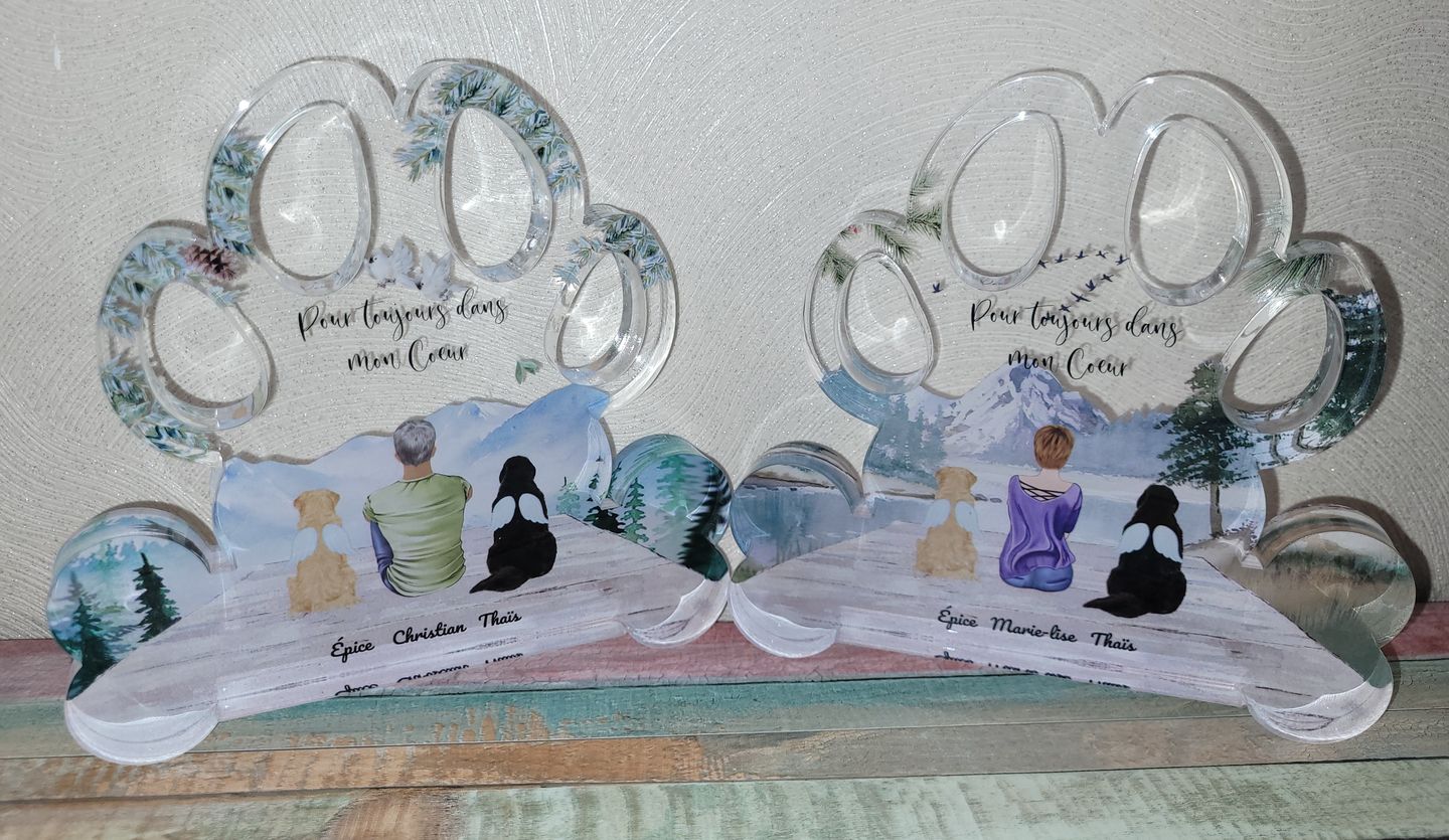 Customer photo review of Meilleurs amis - Plaque acrylique forme patte personnalisée