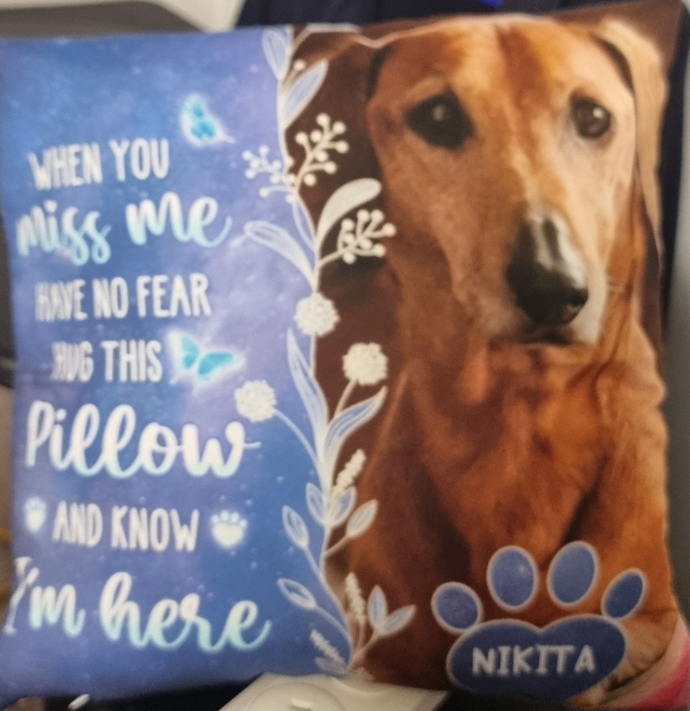 Customer photo review of Custom Photo My Love For You Is Always Here - Memorial Personalized Custom Pillow - Sympathy Gift, Gift For Pet Owners, Pet Lovers