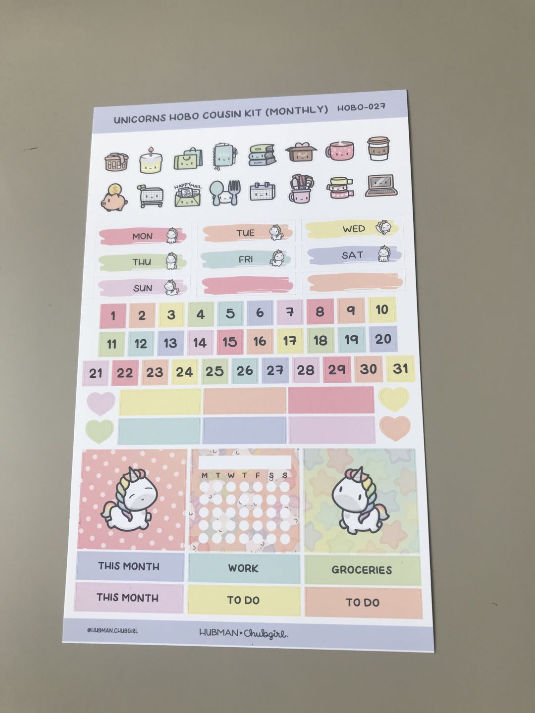 Customer photo review of Rainbow Unicorns Theme Hobonichi Cousin Monthly Kit